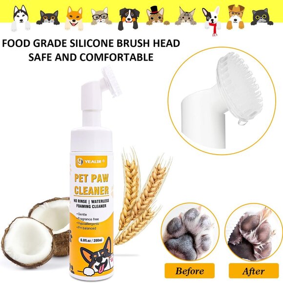 YEALIR Plant Based Foaming Paw Cleaner 2 Pack Silicone Scrubber, Towel 13.6 oz - Picture 4 of 8